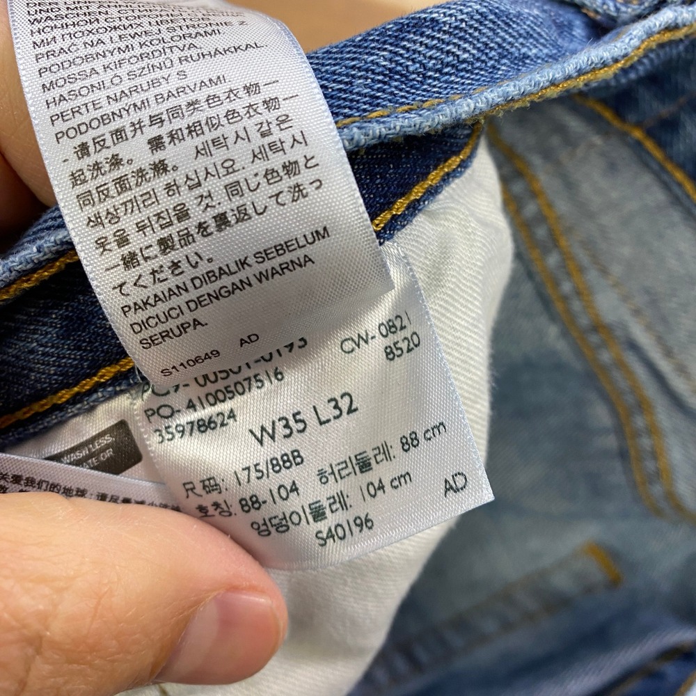 Levi's 501 Jeans 35x32 Mens Original Straight Fit Blue Denim Pants - Picture 7 of 10